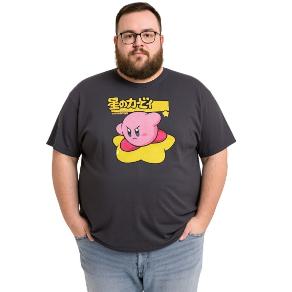 Mens Kirby Retro Graphic Tee Size 3XL/4XL/5XL Video Game Character Shirt Japanes